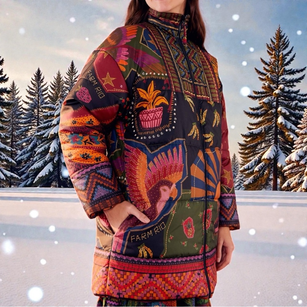 NWT FARM RIO Crazy Mix Reversible Puffer Jacket L - Picture 13 of 13